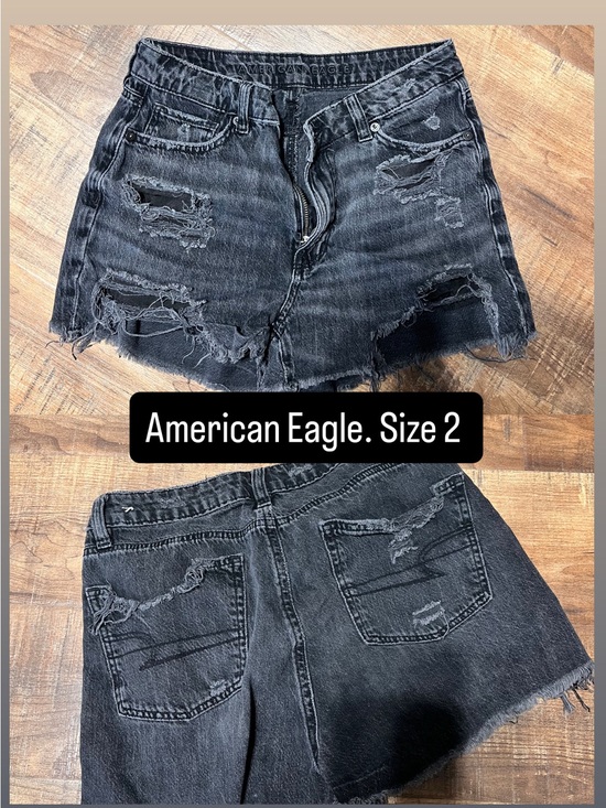 American Eagle Outfitters Pants - American Eagle Outfitters Distressed Black Denim Jean Shorts